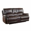 Homeroots 41 in. Stylish Brown Leather Console Loveseat 329410